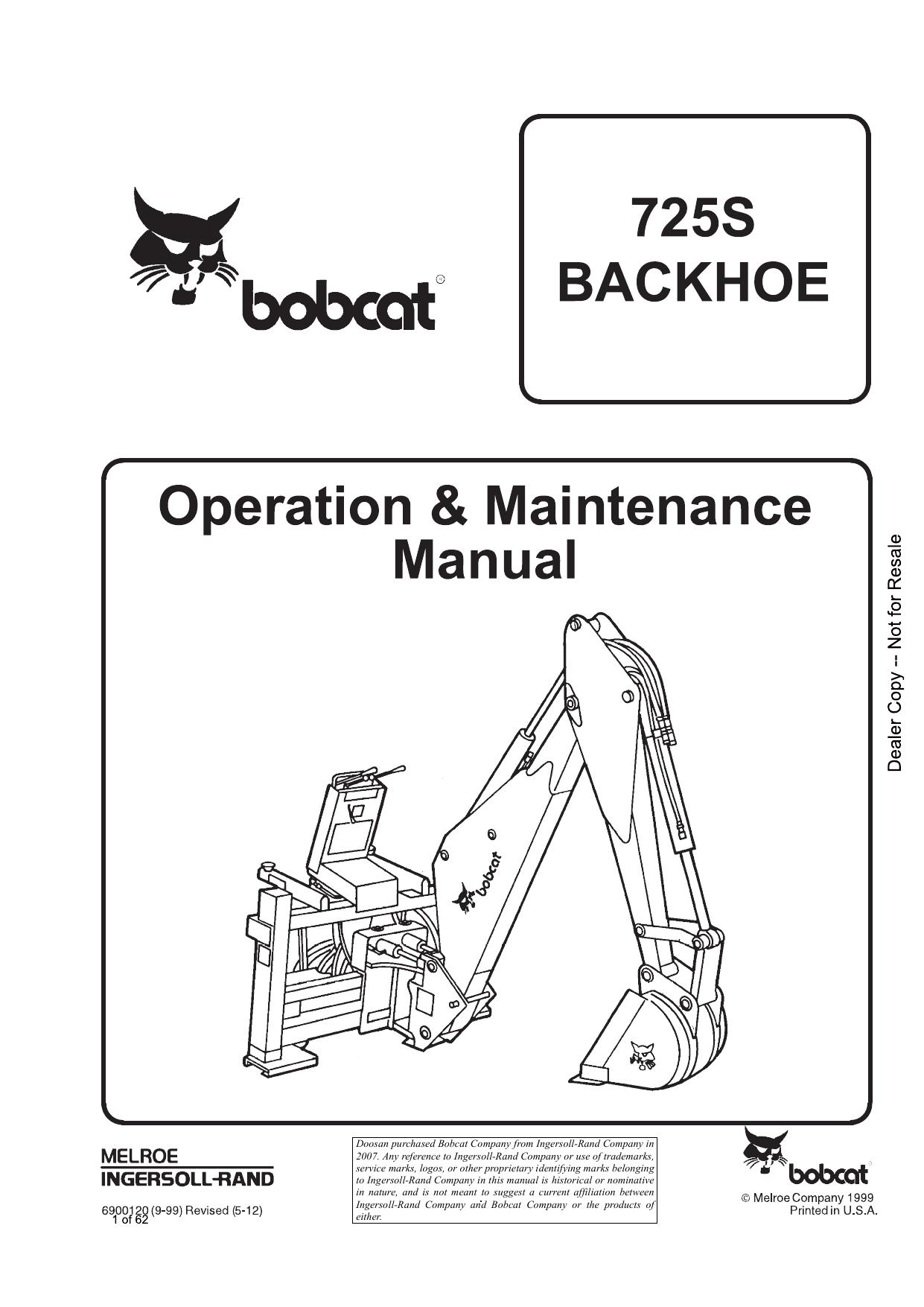 725S BACKHOE Operation & Maintenance Manual Bobcat 2